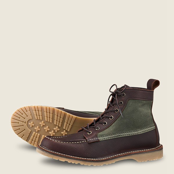 Botas Red Wing Heritage Hombre Marrom Oscuro - Weekender Lona Moc - 6-Inch Oil-Slick Cuero - 293-FDE